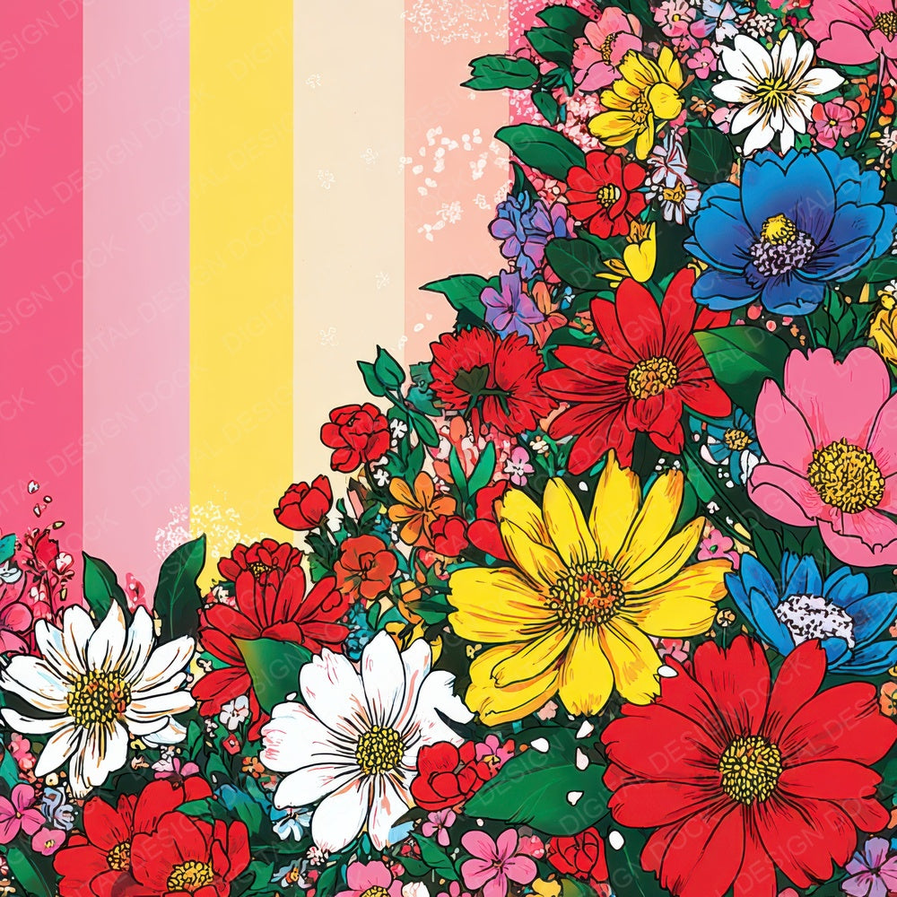 Rainbow Florals Digital Paper Pack (DDD003142)