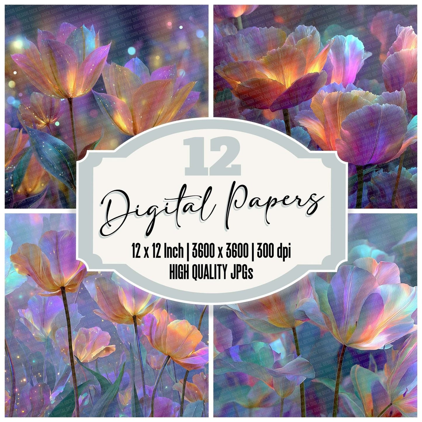 Rainbow Garden Rainbow Floral Fusion Digital Paper Pack (DDD007715)