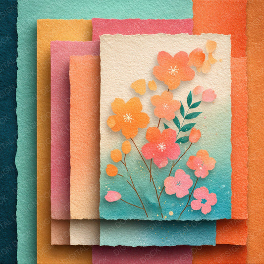 Rainbow Paper Petals Digital Paper Pack (DDD003151)