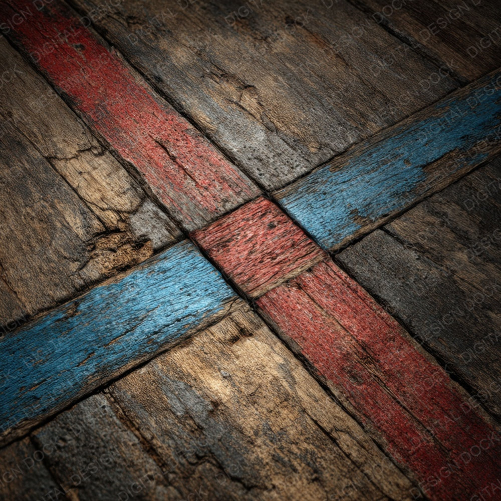 Red Blue Sports Hall Floor Digital Paper Pack (DDD003173)