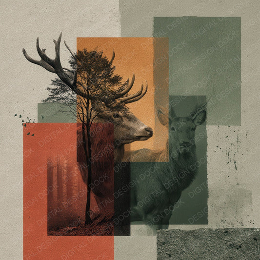 Red Deer Forest Moodboard Digital Paper Pack (DDD003177)