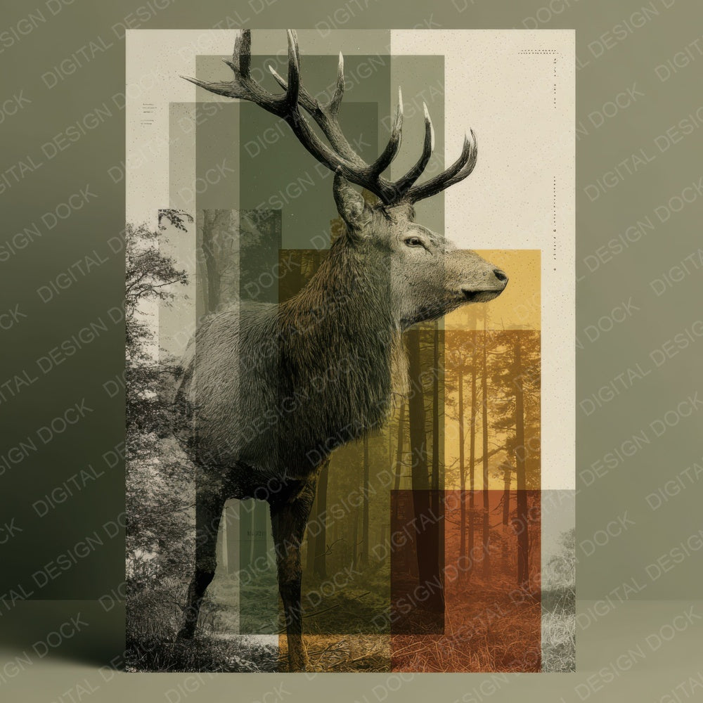 Red Deer Forest Moodboard Digital Paper Pack (DDD003177)