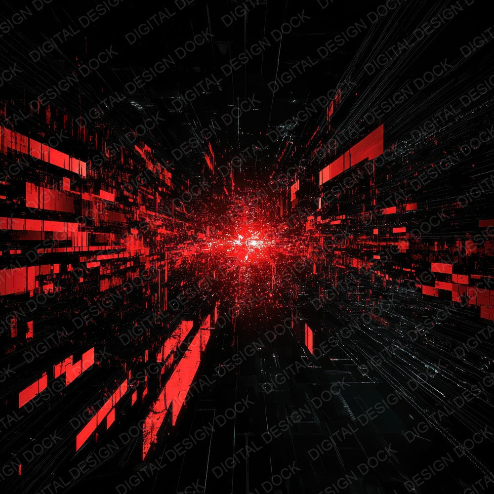 Red Scan Glitch Border Digital Paper Pack (DDD003183)
