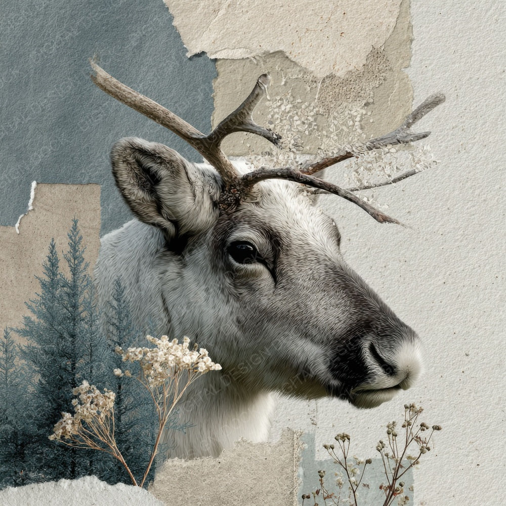 Reindeer Tundra Moodboard Digital Paper Pack (DDD003196)