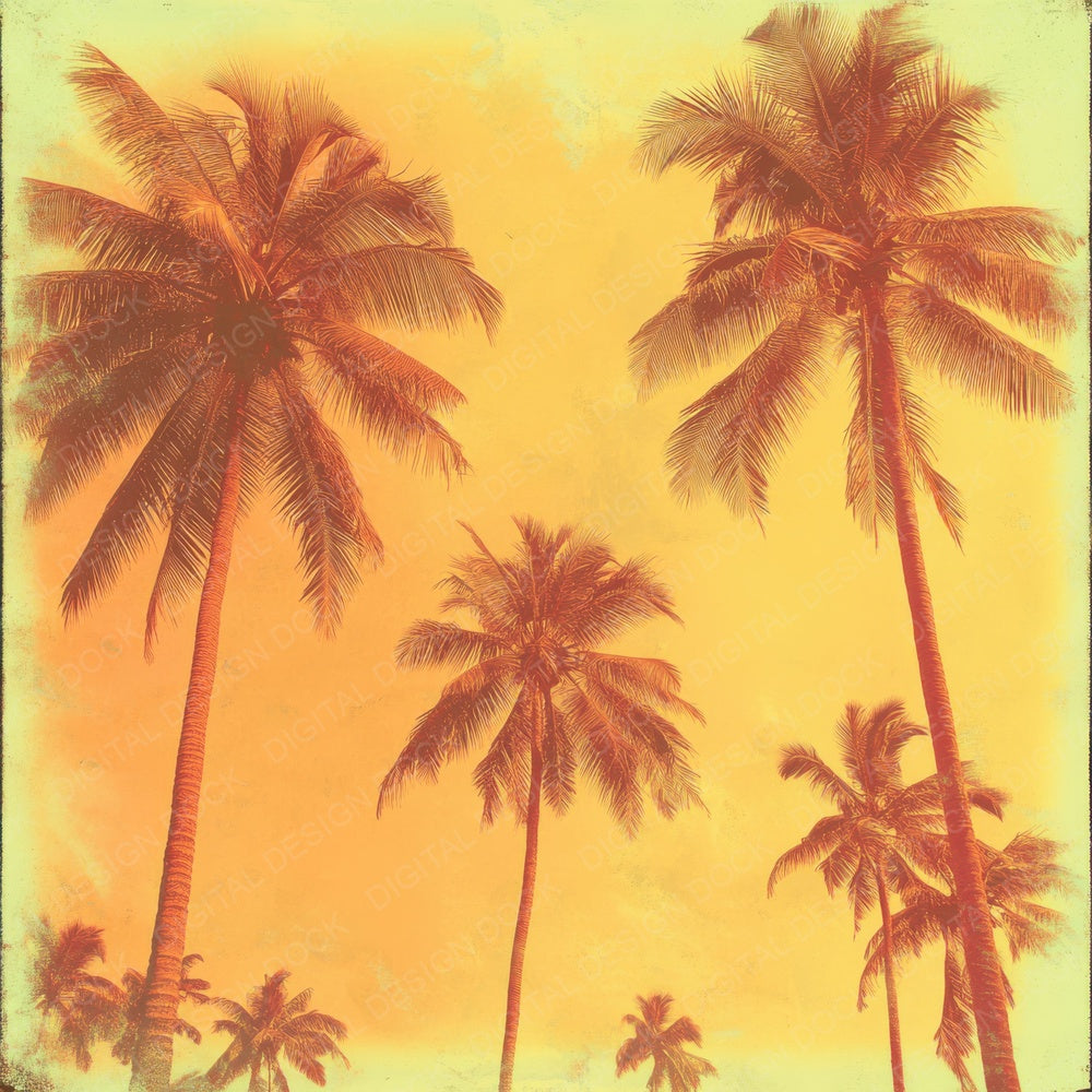 Retro 70s Palm Print Digital Paper Pack (DDD003199)