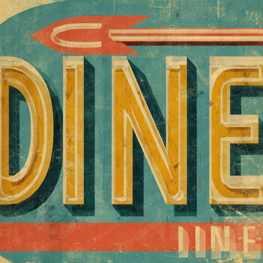 Retro Diner Sign Digital Paper Pack (DDD008668)