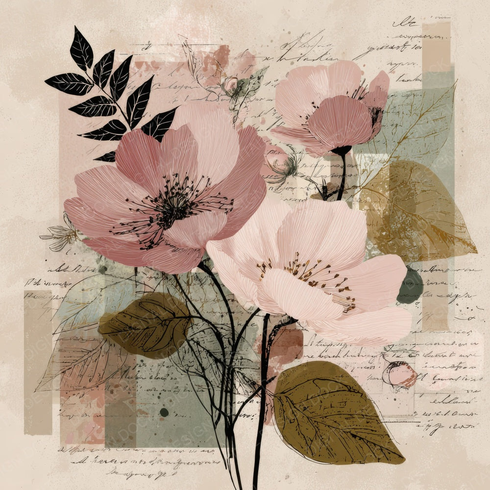 Retro Floral Layers Digital Paper Pack (DDD003208)