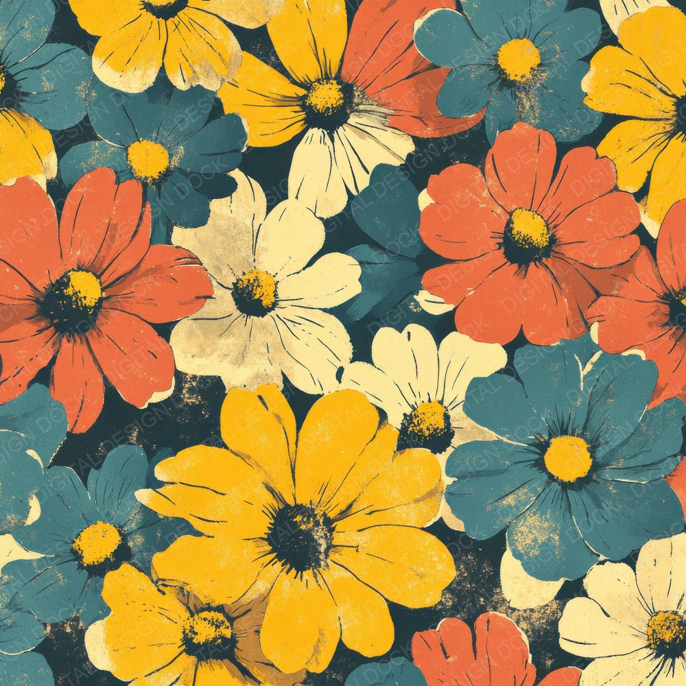 Retro Funk Florals Digital Paper Pack (DDD003209)