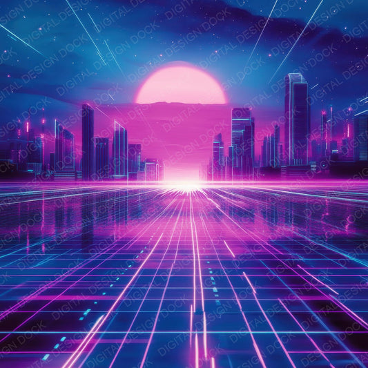 Retro Vaporwave Laser Background Digital Paper Pack (DDD003223)
