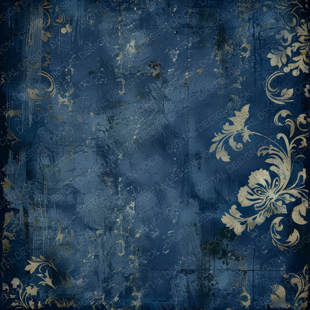 Rich Navy Damask Pattern Digital Paper Pack (DDD003232)