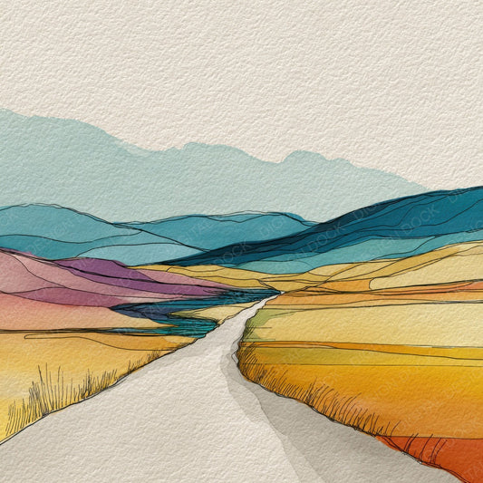 Road Trip Line Landscape Digital Paper Pack (DDD003246)