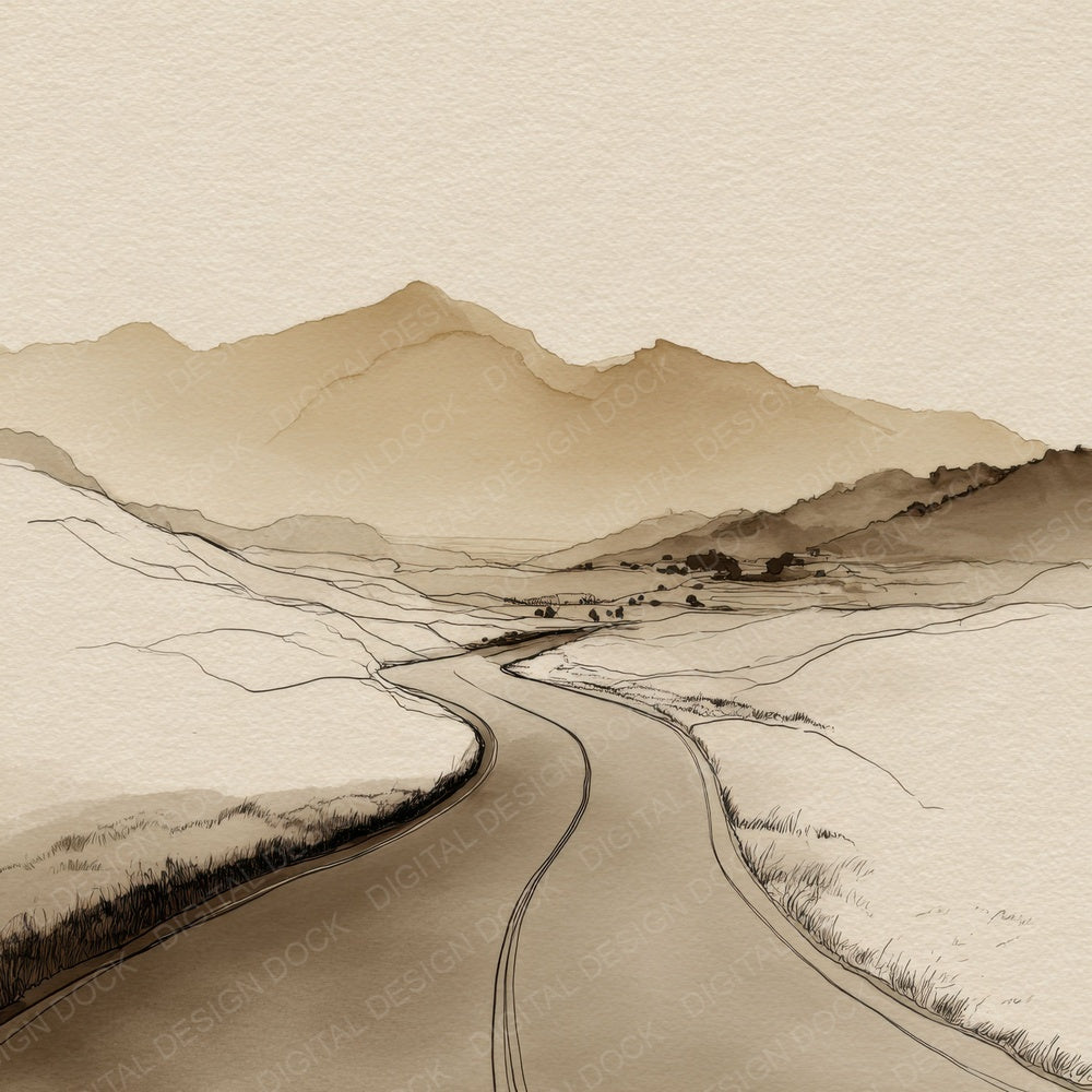 Road Trip Line Landscape Digital Paper Pack (DDD003246)
