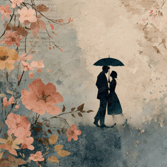 Romantic Moment Shared Umbrella Digital Paper Pack (DDD007823)