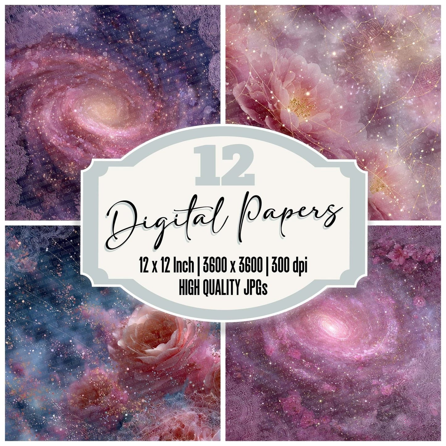 Rose Galaxy Lace Digital Paper Pack (DDD007719)