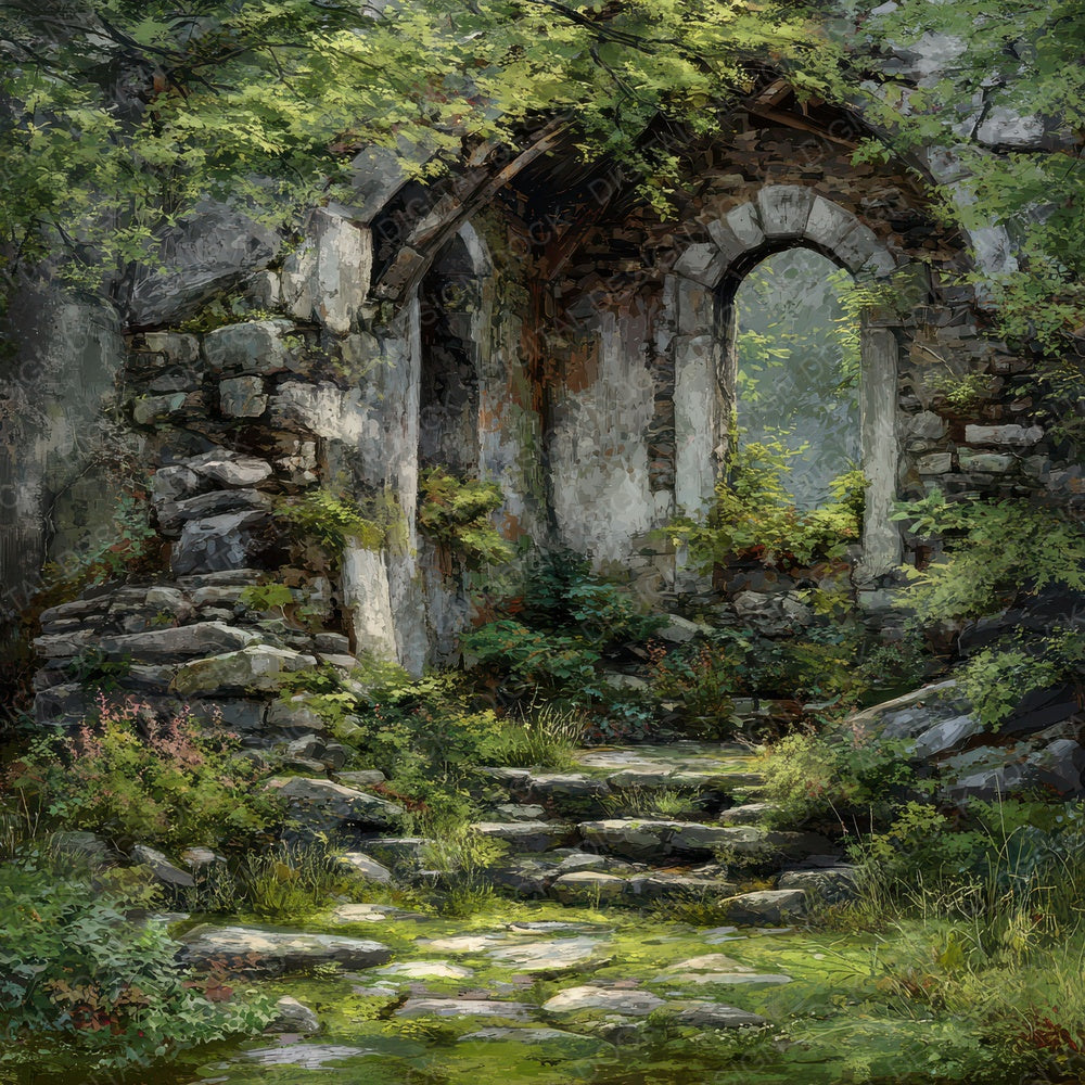 Ruined Chapel Moss Flora Stone Digital Paper Pack (DDD003296)