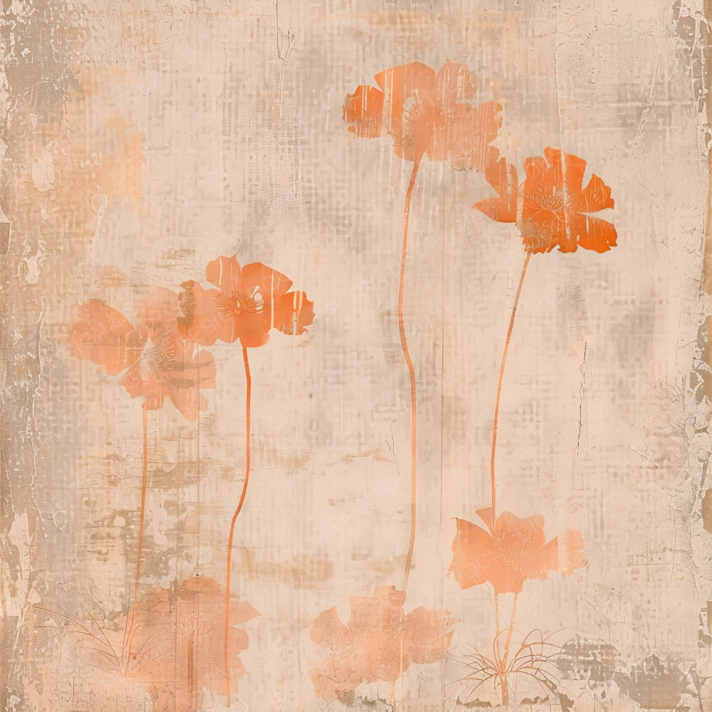 Rust Orange Floral Digital Paper Pack (DDD003309)