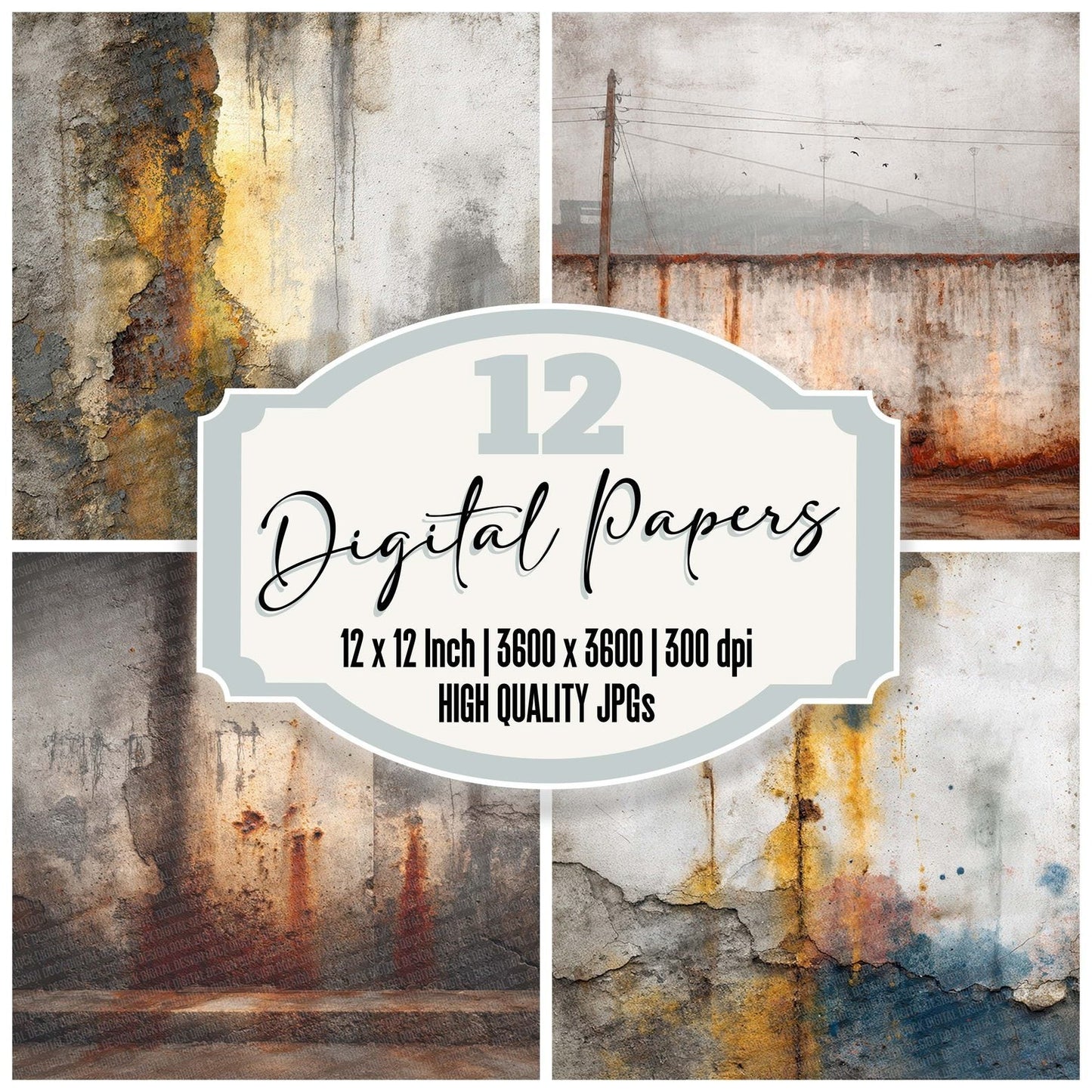 Rust Stain Graffiti Digital Paper Pack (DDD007720)