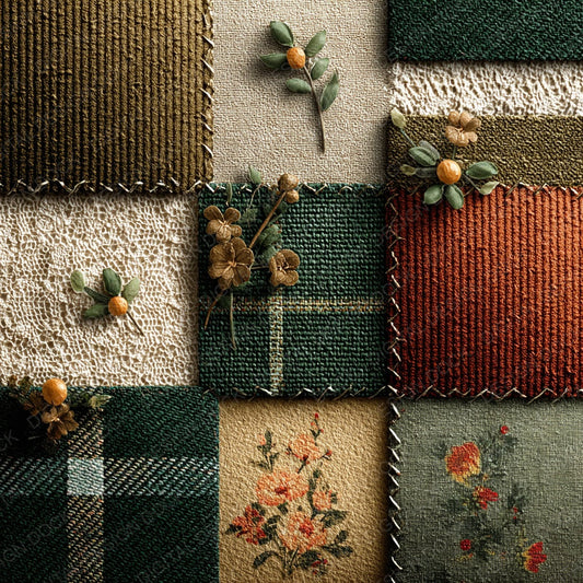 Rustic Tartan Cord Patchwork Fabric Digital Paper Pack (DDD003329)