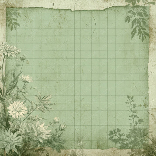 Sage Chalk Botanical Grid Digital Paper Pack (DDD003340)