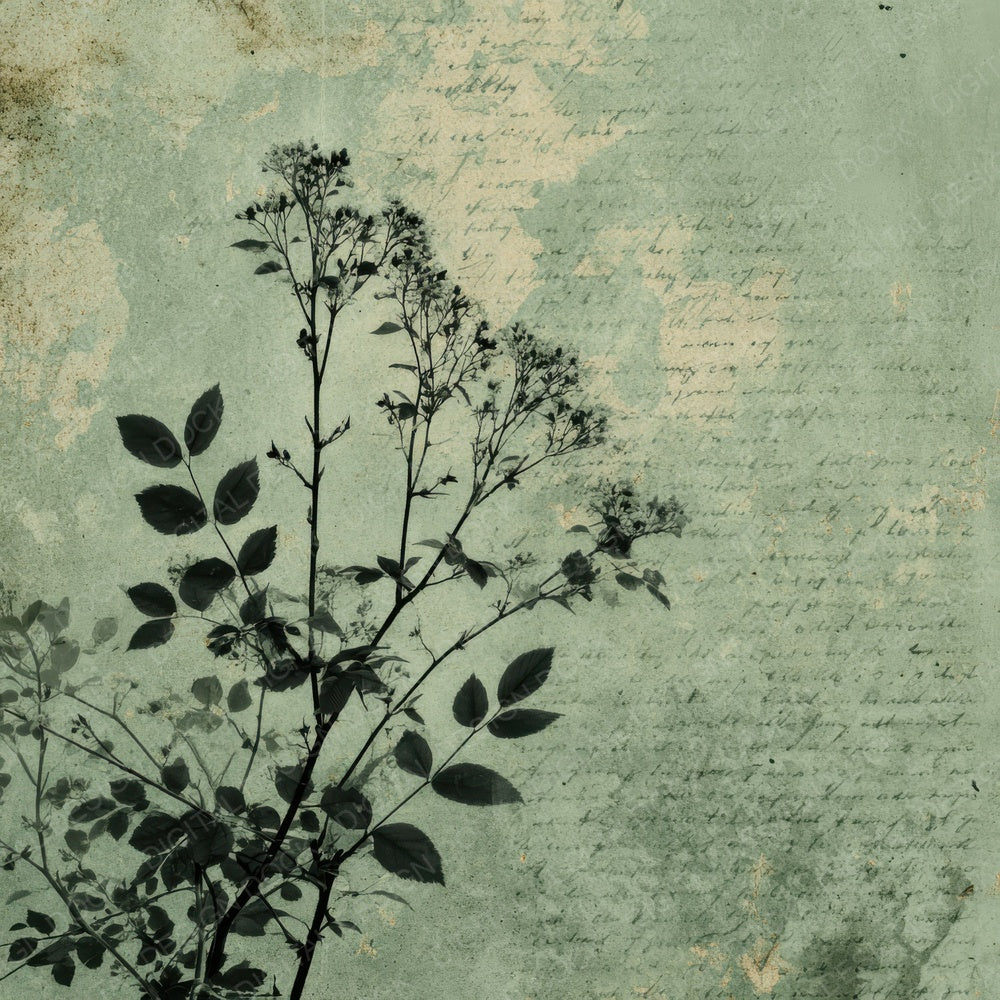 Sage Flat Botanical Script Smear Digital Paper Pack (DDD003345)