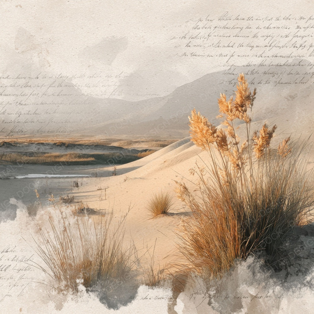 Sand Dune Script Grass Digital Paper Pack (DDD003372)