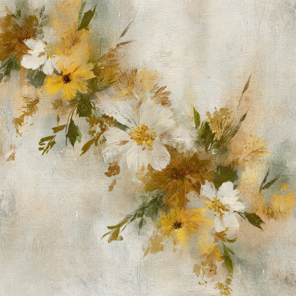 Sand Olive Mustard Brush Bloom Digital Paper Pack (DDD003376)