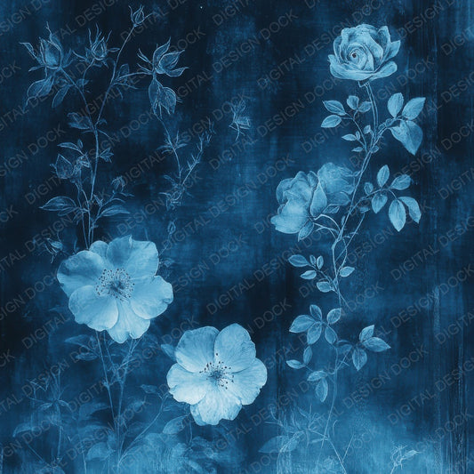 Sapphire Ghost Florals Digital Paper Pack (DDD003393)