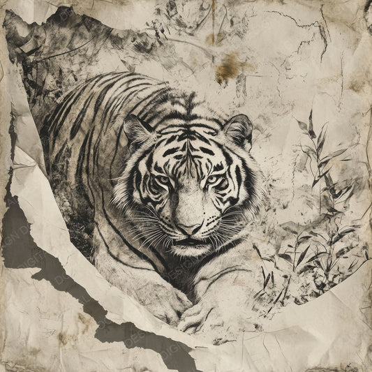 Scratched Tiger Ink Background Digital Paper Pack (DDD003421)
