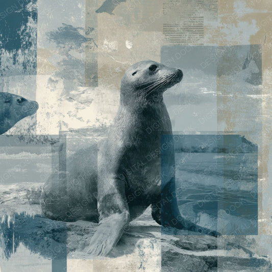 Sea Lion Coast Moodboard Digital Paper Pack (DDD003426)