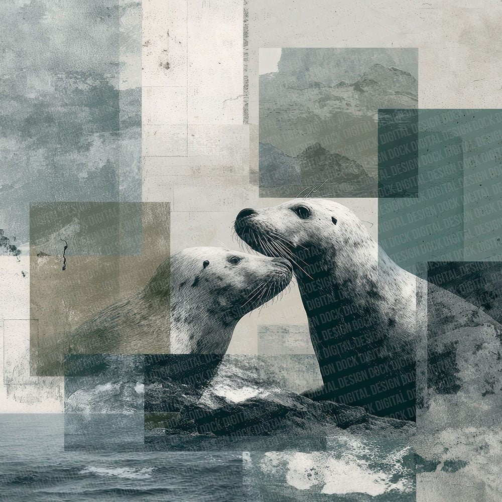 Sea Lion Coast Moodboard Digital Paper Pack (DDD003426)