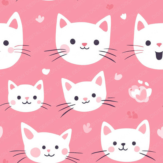 Seamless Cat Pattern Paper Digital Paper Pack (DDD003432)