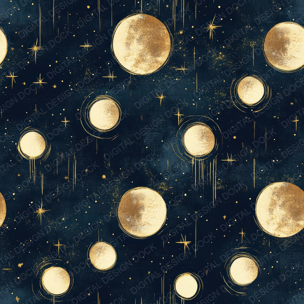 Seamless Celestial Moons Paper Digital Paper Pack (DDD003433)