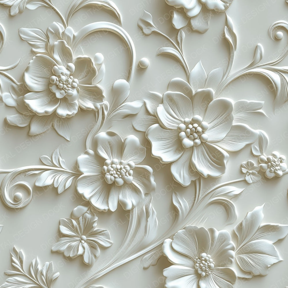 Seamless Embossed Floral Paper Digital Paper Pack (DDD003434)