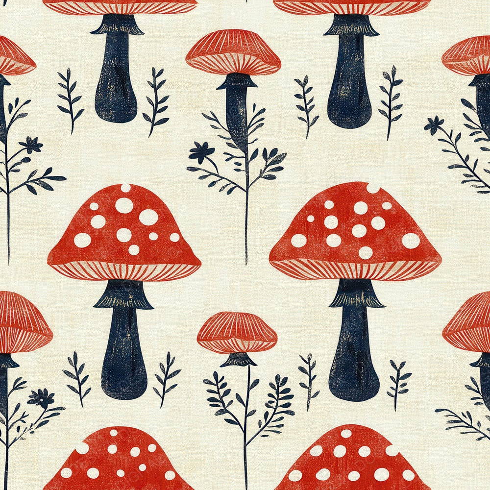 Seamless Mushroom Variety Paper Digital Paper Pack (DDD003436)