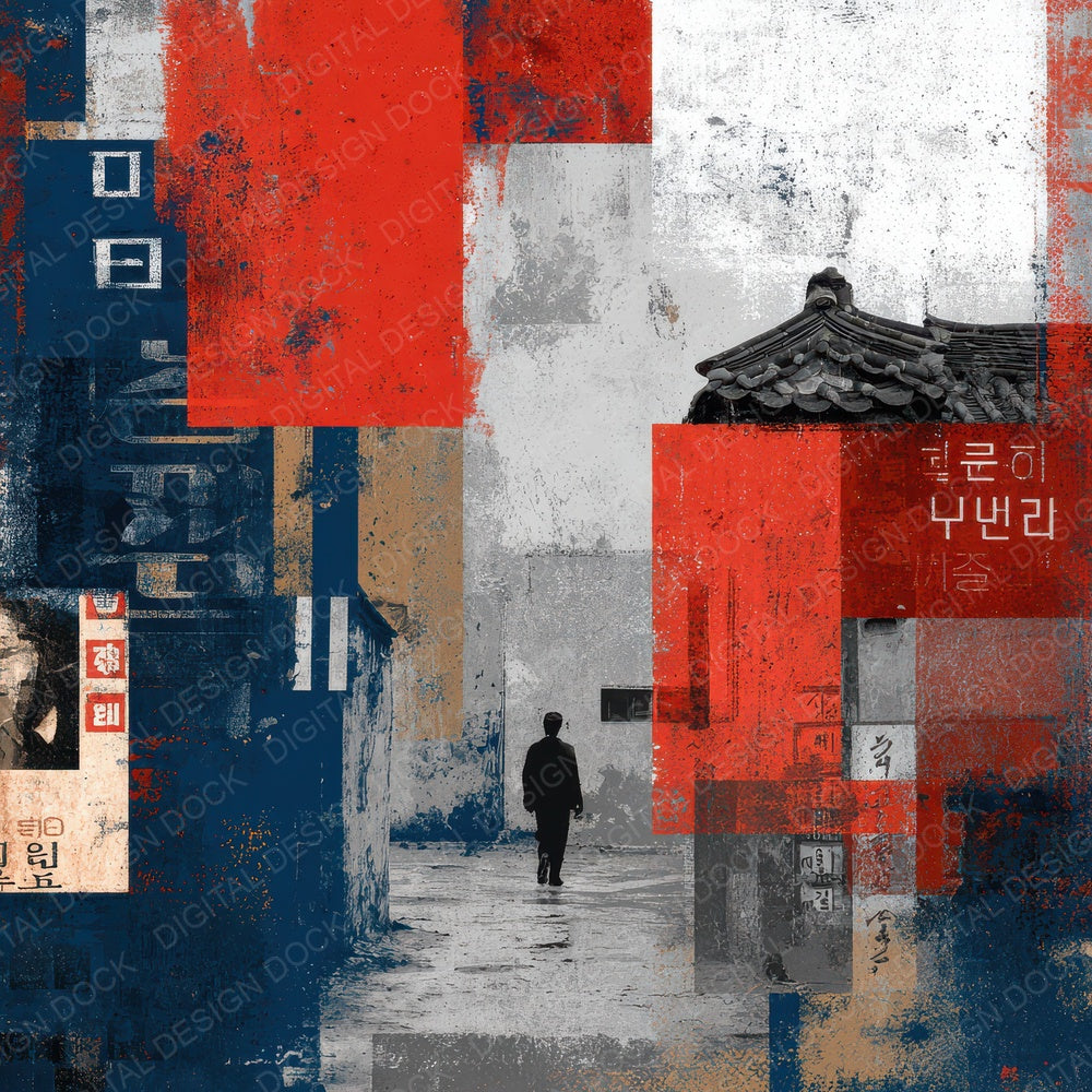 Seoul Collage Hangul Temple Street Digital Paper Pack (DDD003444)