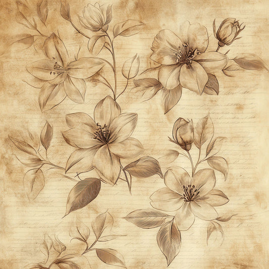 Sepia Flora Wash Digital Paper Pack (DDD003451)