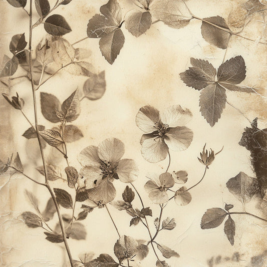 Sepia Floral Negative Digital Paper Pack (DDD003452)