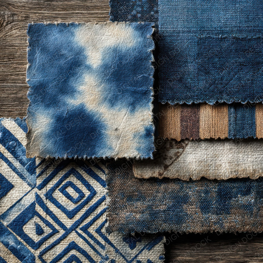 Shibori Indigo Sashiko Grain Fold Digital Paper Pack (DDD003475)