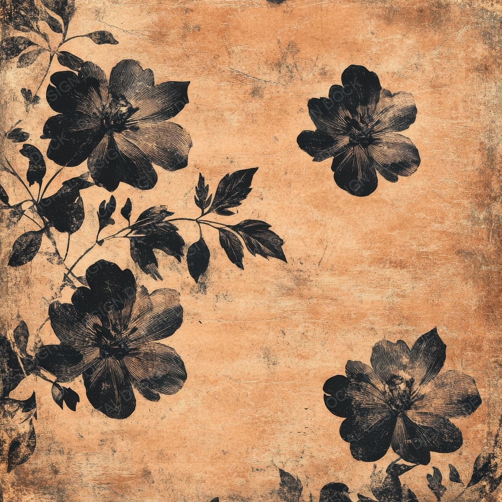 Sienna Black Floral Print Digital Paper Pack (DDD003481)