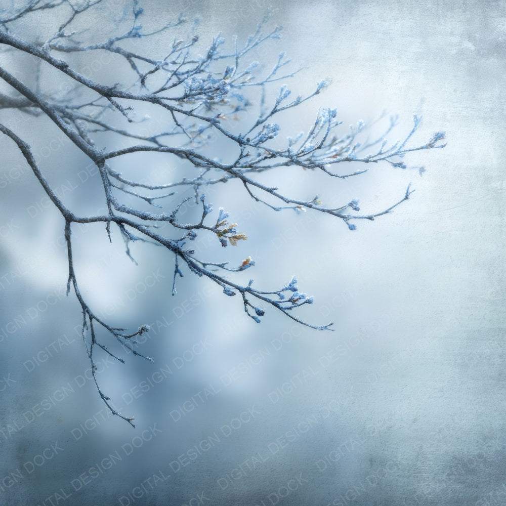 Silver Branch Winter Background Digital Paper Pack (DDD003491)