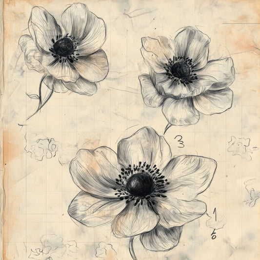 Sketch Anemone Notepad Digital Paper Pack (DDD003503)