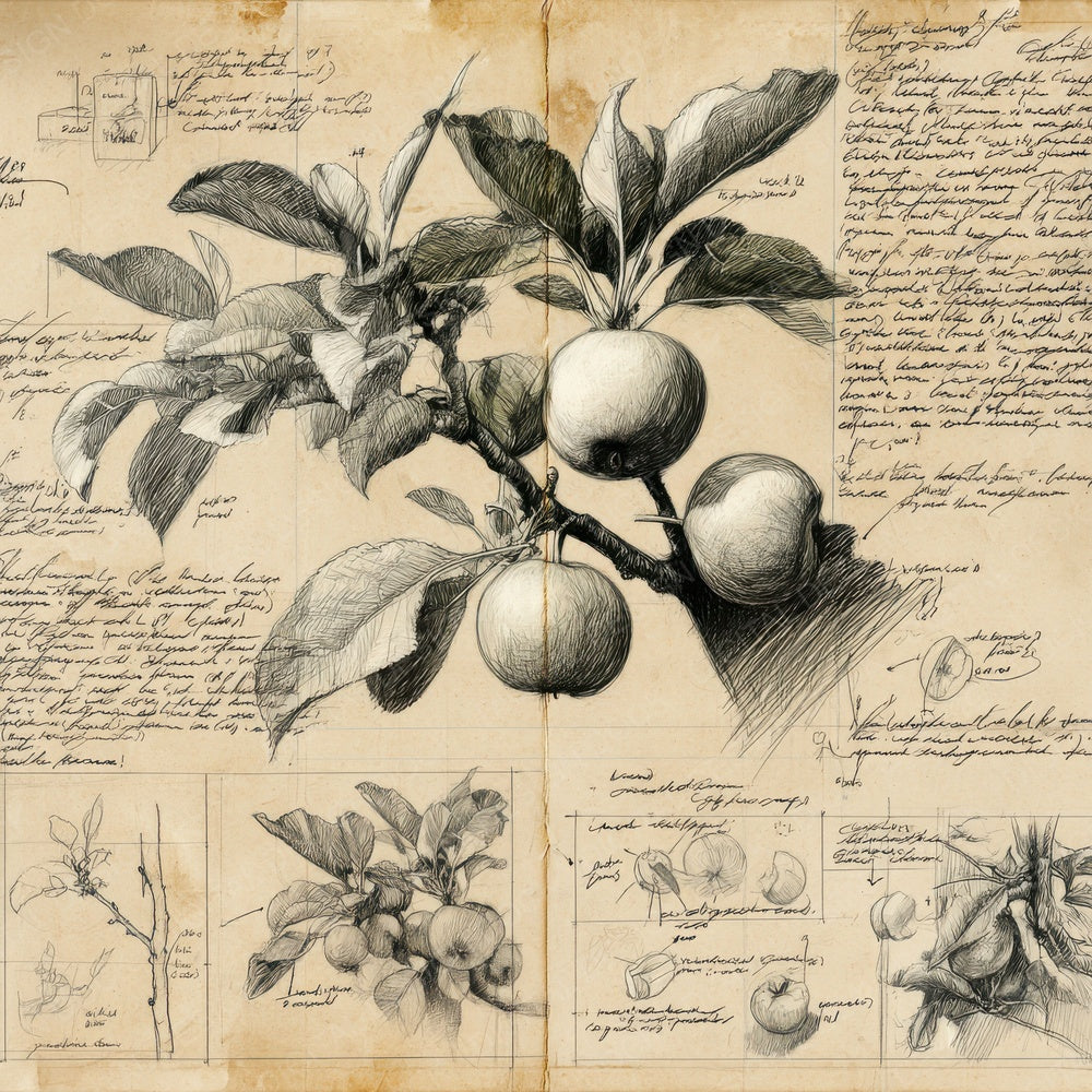 Sketch Apples Branch Digital Paper Pack (DDD003505)