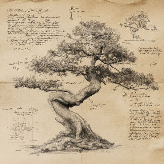 Sketch Bonsai Tree Twisted Digital Paper Pack (DDD003515)