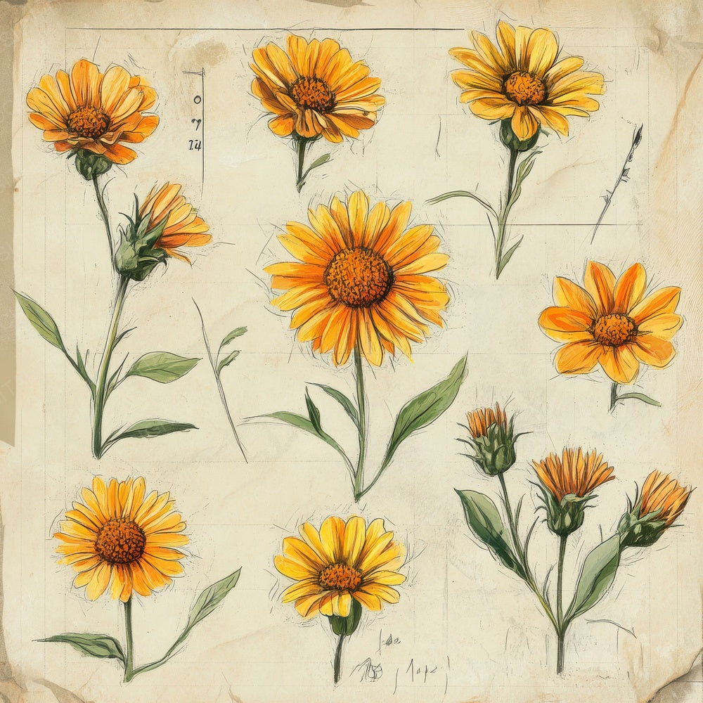 Sketch Calendula Notepad Digital Paper Pack (DDD003518)