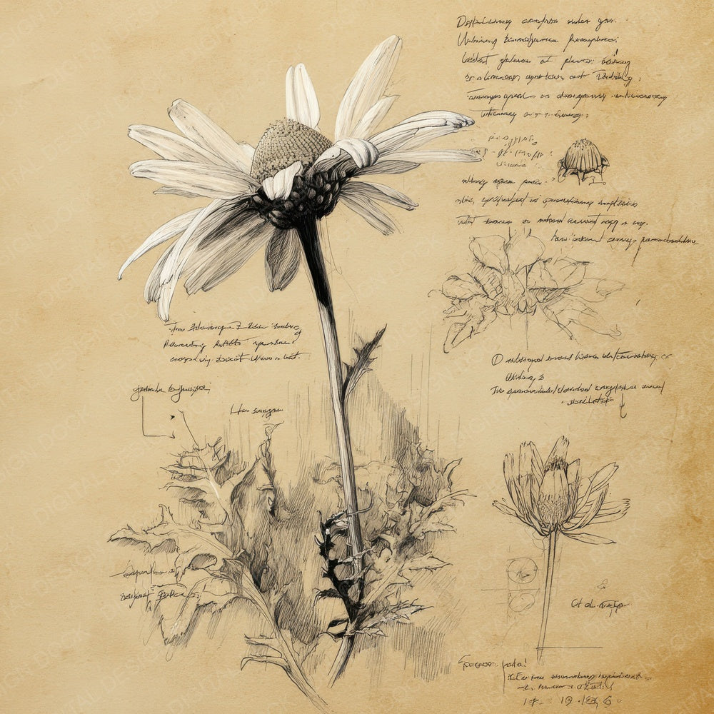 Sketch Chamomile Centre Detail Digital Paper Pack (DDD003528)