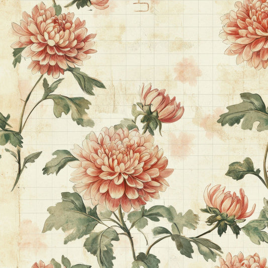 Sketch Chrysanthemum Notepad Digital Paper Pack (DDD003532)