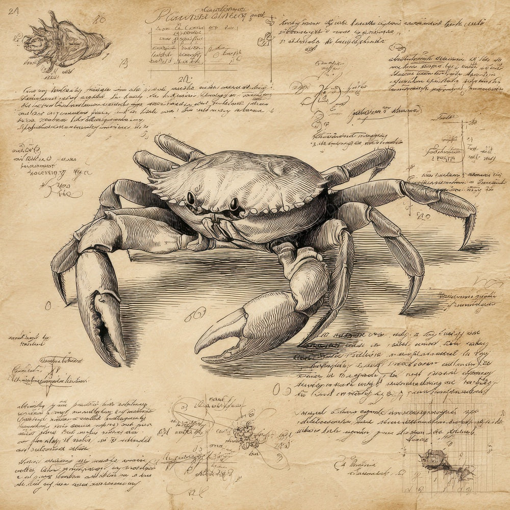Sketch Crab Anatomy Study Digital Paper Pack (DDD003537)