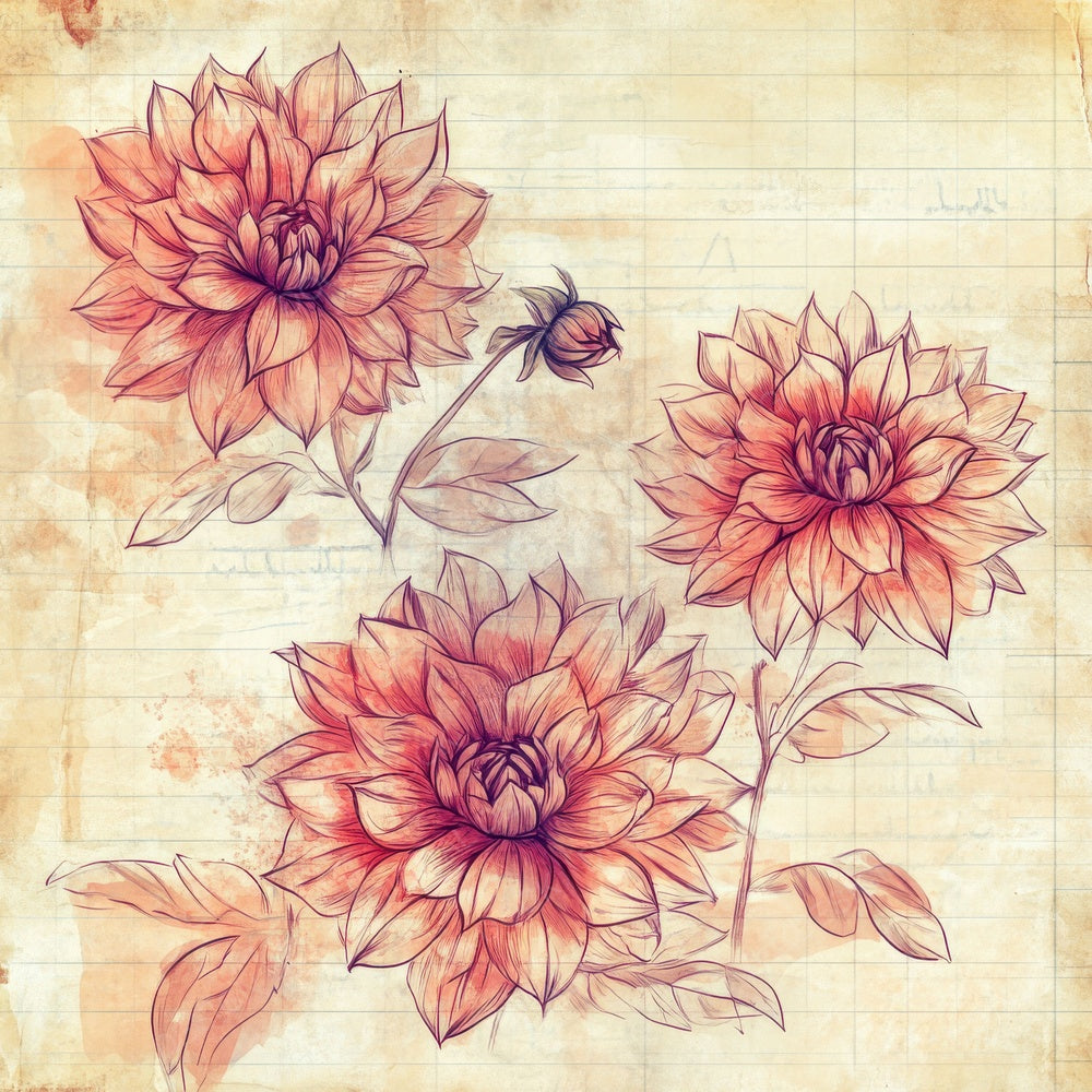 Sketch Dahlia Notepad Digital Paper Pack (DDD003542)