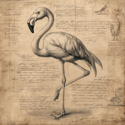 Sketch Flamingo Field Study Digital Paper Pack (DDD003553)