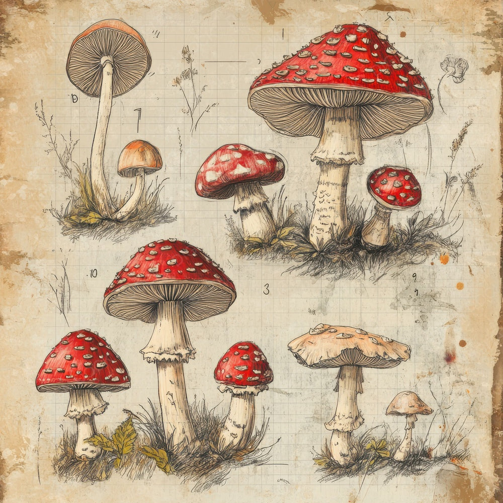 Sketch Fly Agaric Notepad Digital Paper Pack (DDD003554)